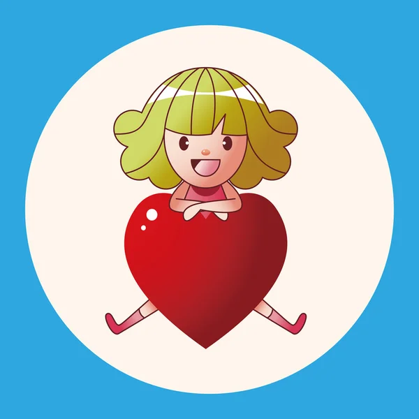 Petit enfant avec des éléments de thème de coeur élément icône — Image vectorielle