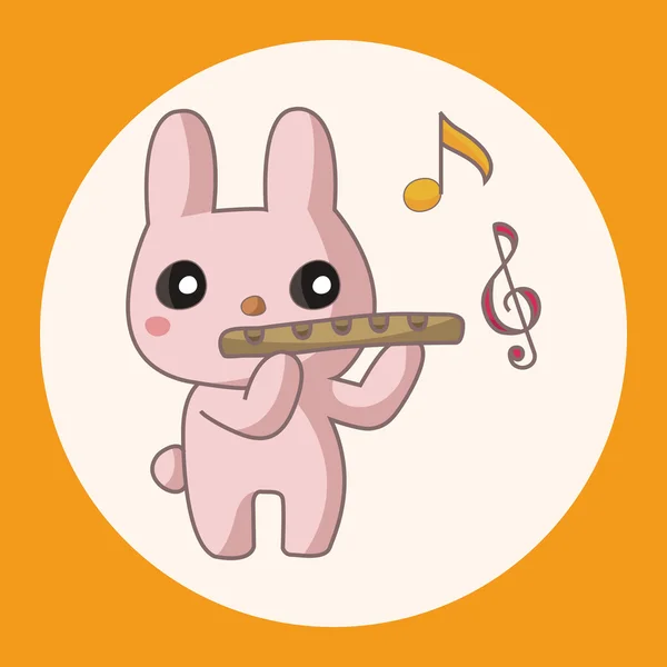 Animal playing instrument cartoon theme elements icon element — Stock Vector