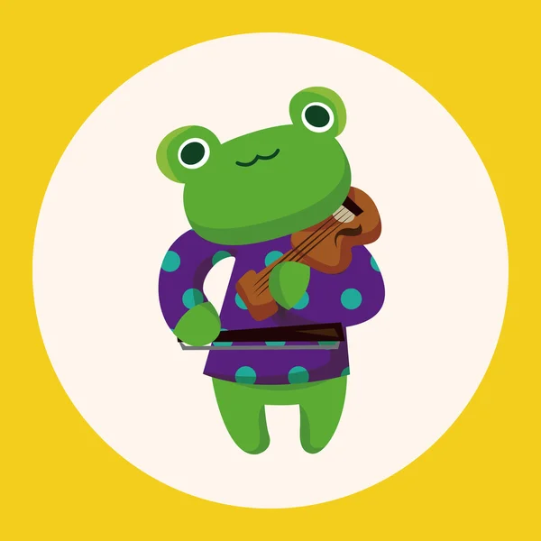 Zwierzę żaba gry instrumentu kreskówka tematu elementy ikony elementu — Wektor stockowy