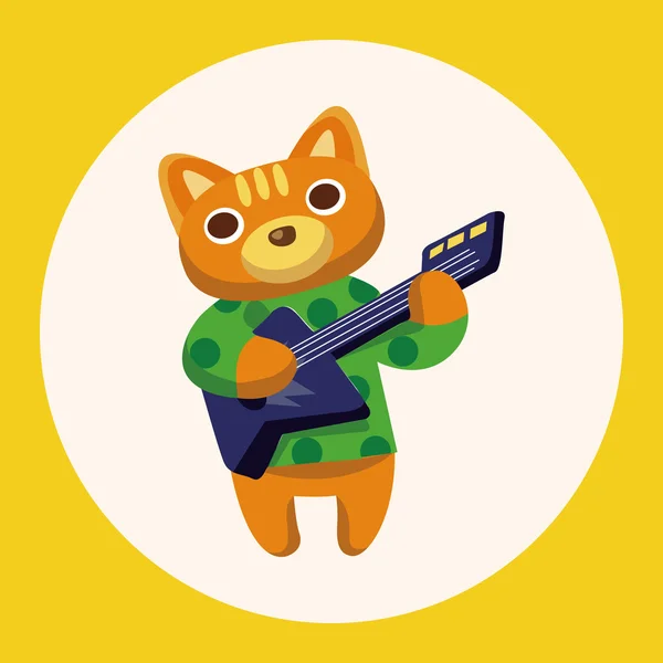 Tier Katze spielt Instrument Cartoon Thema Elemente Symbol-Element — Stockvektor