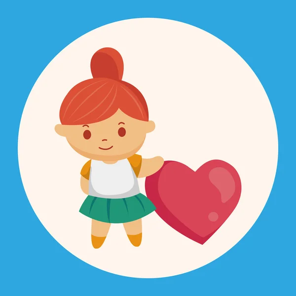 Kleines Kind mit Herz-Themen-Elementen — Stockvektor