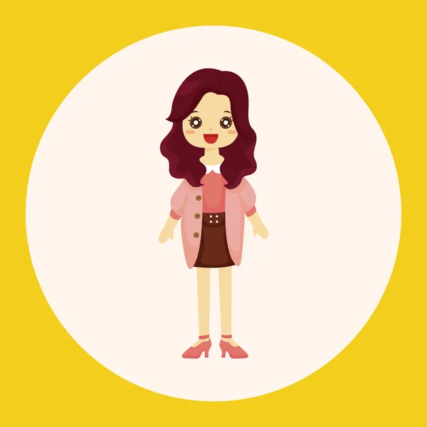 Chica de la señora de dibujos animados elemento icono de elementos — Vector de stock