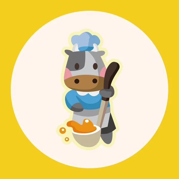 Animal vaca chef dibujos animados elementos tema elemento icono — Vector de stock