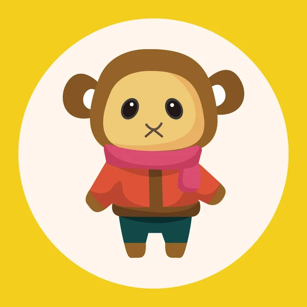 Állati majom téli rajzfilm téma elemek ikon elem — Stock Vector