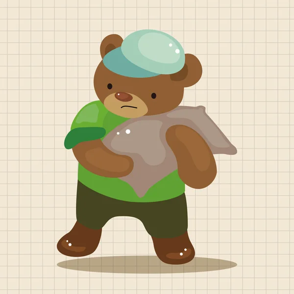 Animale orso lavoratore cartoni animati elementi tema — Vettoriale Stock