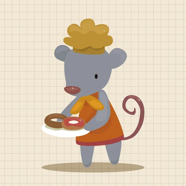 Animal rato chef cartoon tema elementos — Vetor de Stock