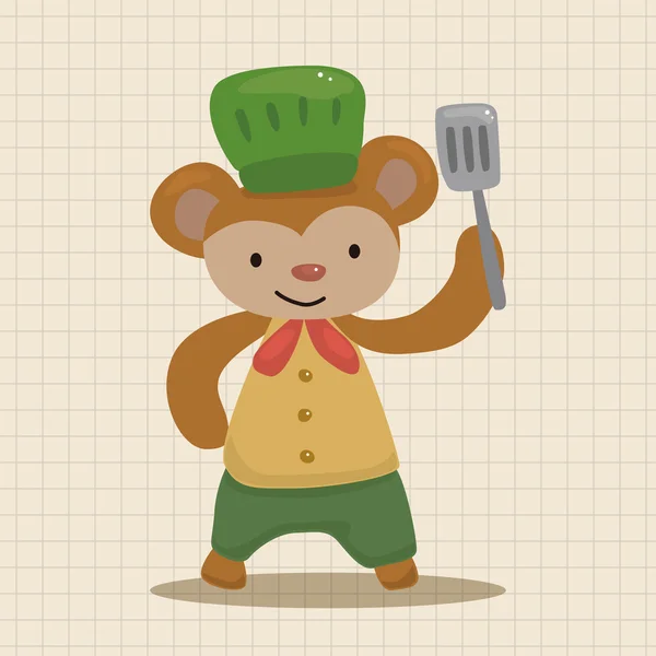 Animal Monkey Chef Cartoon Themen-Elemente — Stockvektor