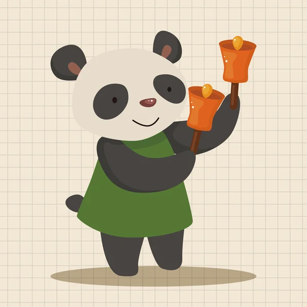 Animal panda jugando instrumento de dibujos animados tema elementos — Vector de stock