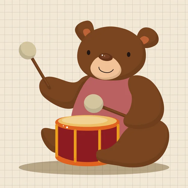 Animal bear playing instrument cartoon theme elements — Stock Vector