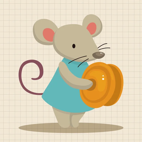Animal ratón jugando instrumento de dibujos animados tema elementos — Archivo Imágenes Vectoriales
