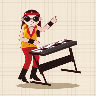 band member keyboard player theme elements clipart