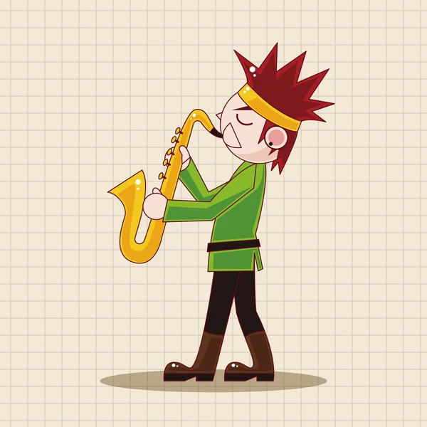 Charakter hudebník saxofon motivu — Stockový vektor