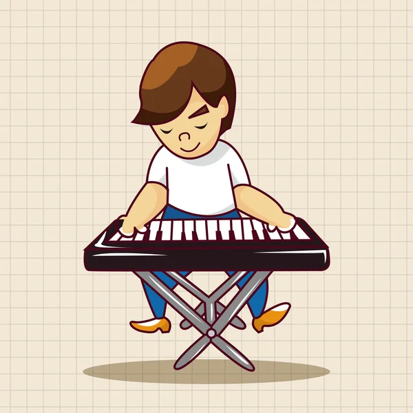 Band member keyboard player theme elements — Stock Vector