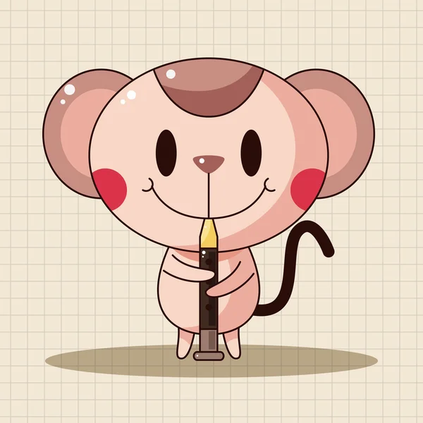 Animal ratón jugando instrumento de dibujos animados tema elementos — Vector de stock