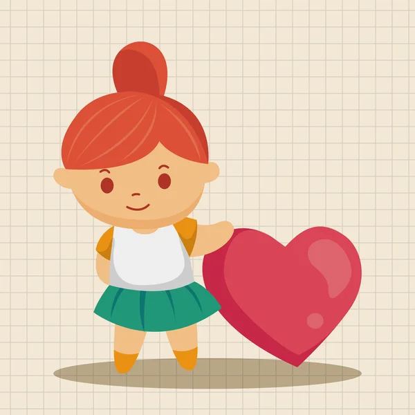 Little kid with heart theme elements — Stock Vector