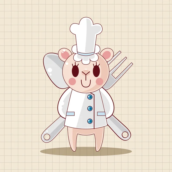 Animal chef dibujos animados elementos temáticos — Vector de stock