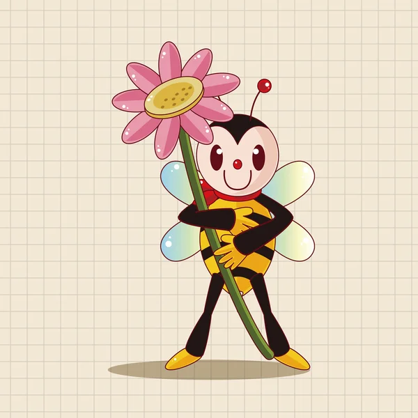 Abeille éléments de thème dessin animé — Image vectorielle