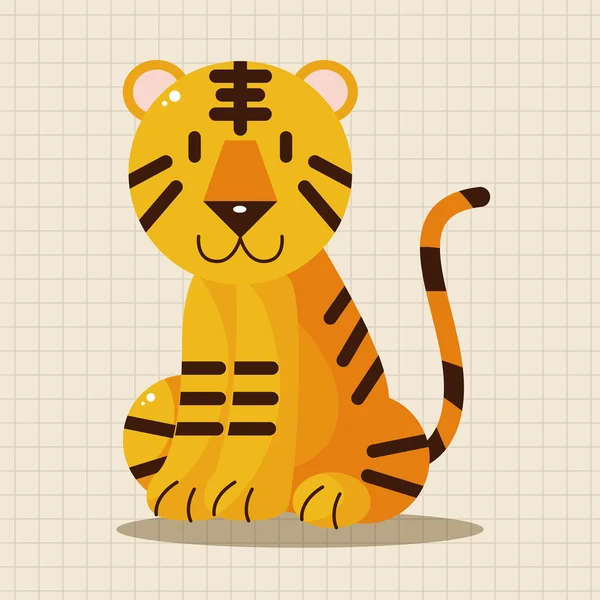 Állati tigris rajzfilm téma elemek — Stock Vector