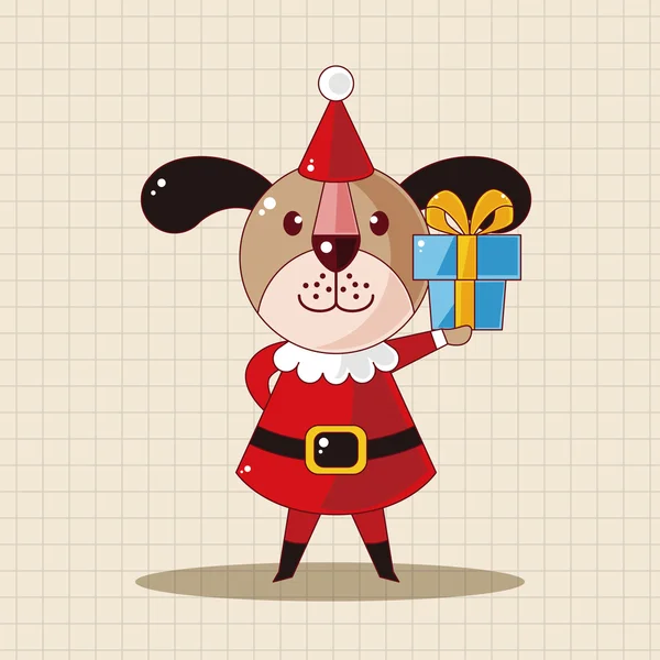 動物漫画クリスマス スタイル テーマの各要素 — ストックベクタ