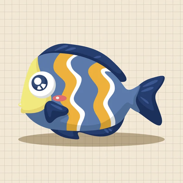 Peces animales de mar elementos de dibujos animados tema — Vector de stock