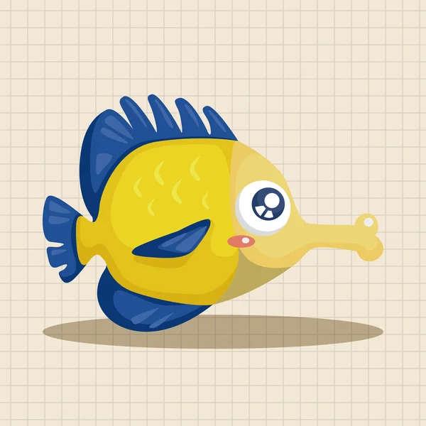 Peces animales de mar elementos de dibujos animados tema — Vector de stock