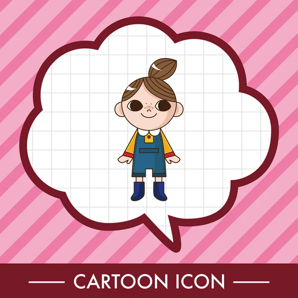 Lady meisje cartoon thema elementen pictogram element — Stockvector