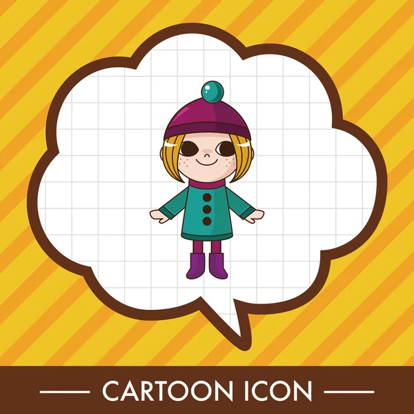 Lady dívka karikatura téma prvky ikonu prvek — Stockový vektor