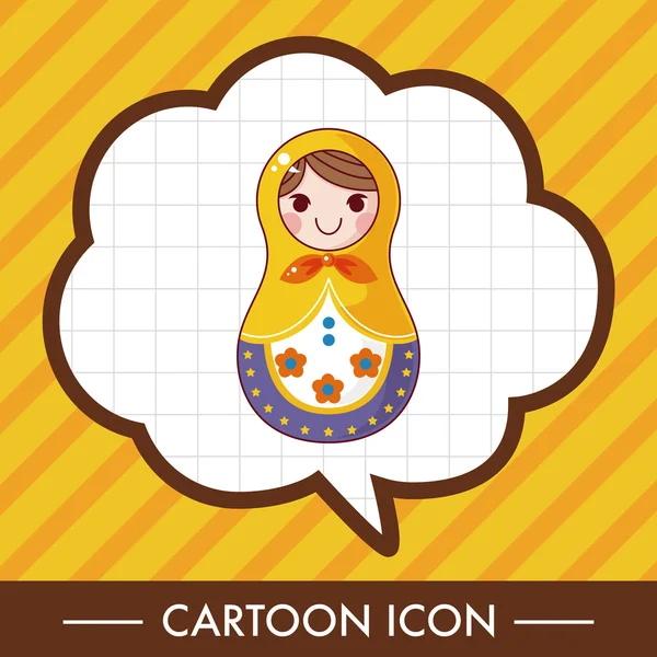 Matryoshka, Russian traditional wooden doll, vector pattern, el icon element — стоковый вектор