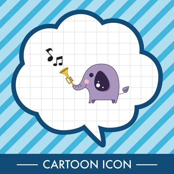 Animal éléphant jouer instrument dessin animé thème éléments icône élément — Image vectorielle