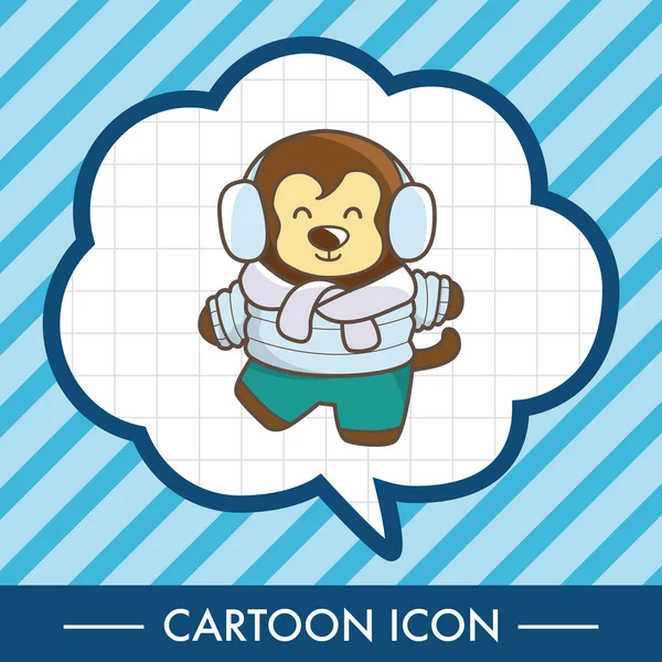 Zvířecí opice zimní karikatura téma prvky ikonu prvek — Stockový vektor