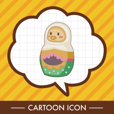 Matryoshka, Rus geleneksel ahşap oyuncak, vektör desen, el simgesi öğesi