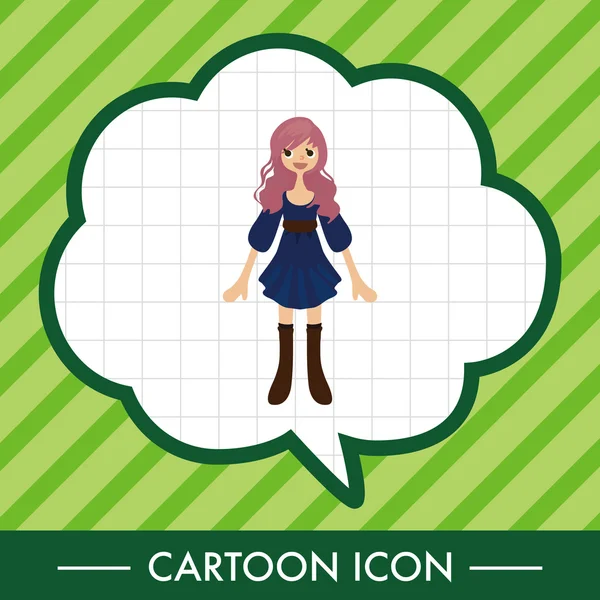 Леді дівчина мультфільм елементи теми вектор, зберігає елемент піктограми — стоковий вектор