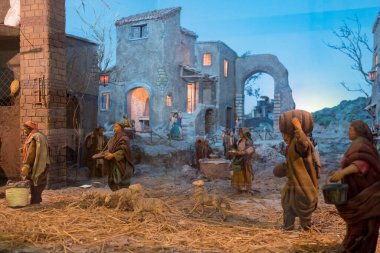 Napoli, İtalya Aralık 2016 - S. Gregorio Armeno 'nun Napoli doğumu sanatı