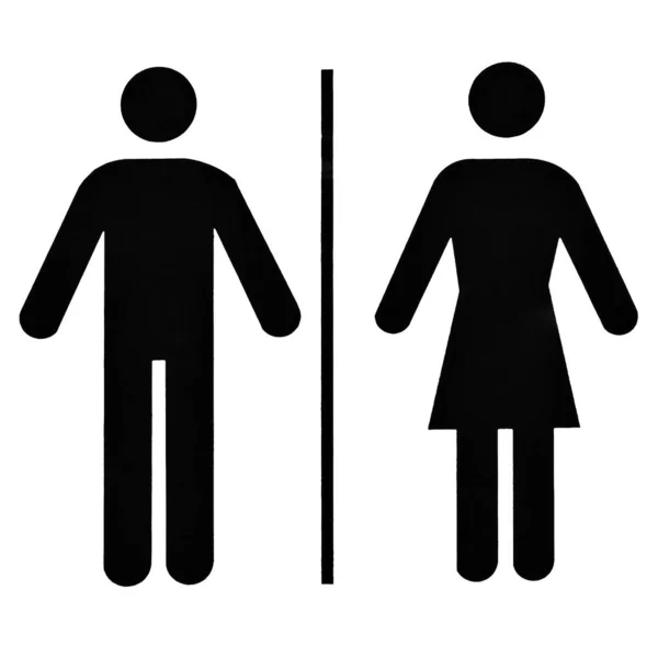 Signo de baño o baño unisex. Hombres y mujeres WC símbolo, imagen en negro sobre fondo blanco —  Fotos de Stock