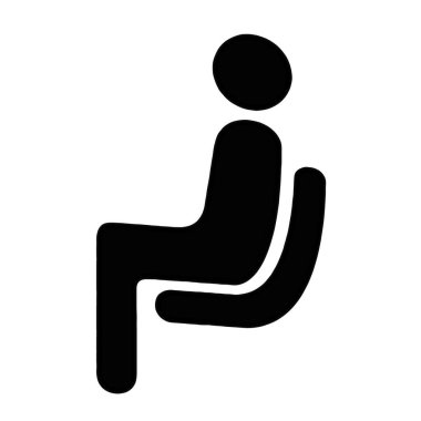 Oturma İşareti bekleniyor, beyaz arkaplanda siyah resim