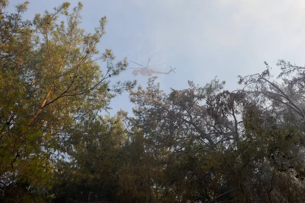 Heatwave Causes Fires Burning Second Day Isle Rodos Dodecanese Greece — Stock Photo, Image