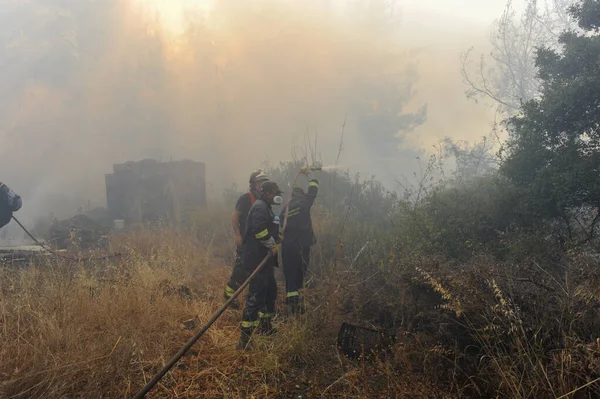 Heatwave Causes Fires Burning Second Day Isle Rodos Dodecanese Greece — Stock Photo, Image