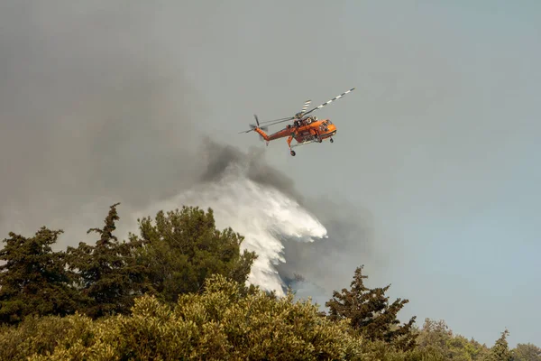 Heatwave Causes Fires Burning Second Day Isle Rodos Dodecanese Greece — Stock Photo, Image