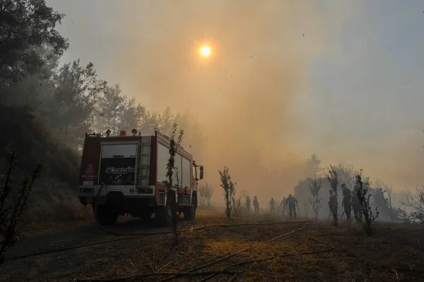 Hőhullám Egy Második Napon Tüzet Okoz Rodos Szigetén Dodekanában Görögországban Jogdíjmentes Stock Képek