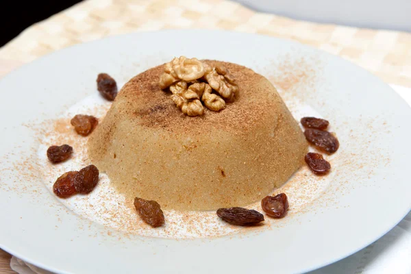 Semolina halva sweet desert on plate — Stock Photo, Image