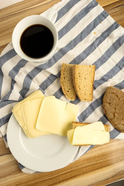 Café pan de trigo y queso —  Fotos de Stock
