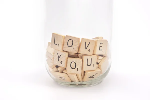 Love you  wooden tiles letters — Stock Photo, Image