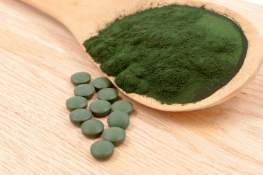 Closeup organik spirulina yosun 