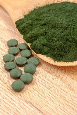 Closeup organik spirulina yosun 