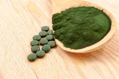 Closeup organik spirulina yosun 