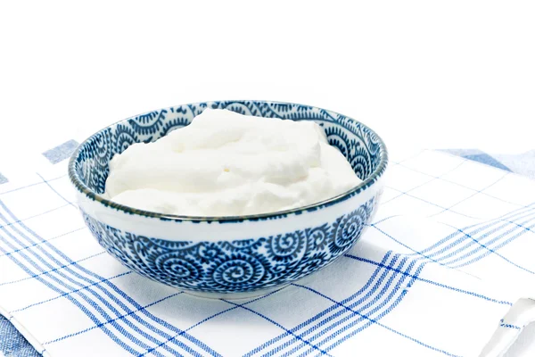 Greek yogurt in a pot — Stock Photo, Image