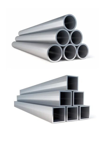 metalik borular daire ve kare metal haddelemeler yığınları