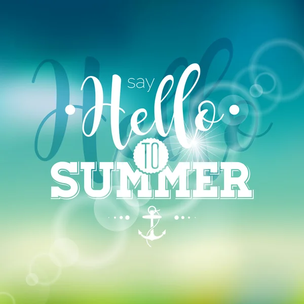 Hello Summer, i've been waiting for you inspiration quote on blur background. Vector typography design element for greeting cards and posters. — Stock Vector