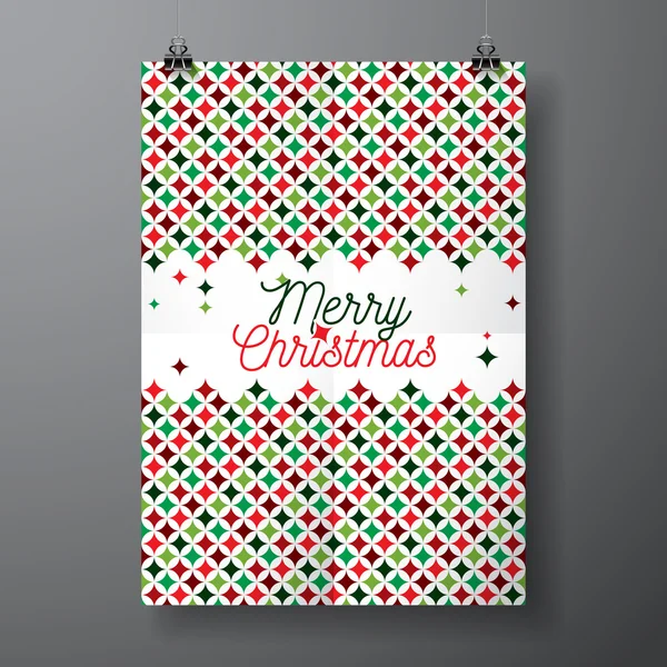 Ilustración de Vector Merry Christmas Holiday con diseño tipográfico y patrón de textura de color abstracto sobre fondo limpio . — Vector de stock