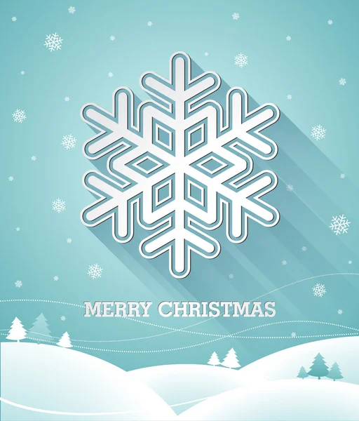 Vector Christmas illustration with 3d snowflake on blue background. — Stock Vector